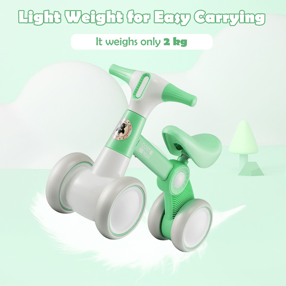 Costway Green Baby Balance Bike with 4 Wheels Image 3
