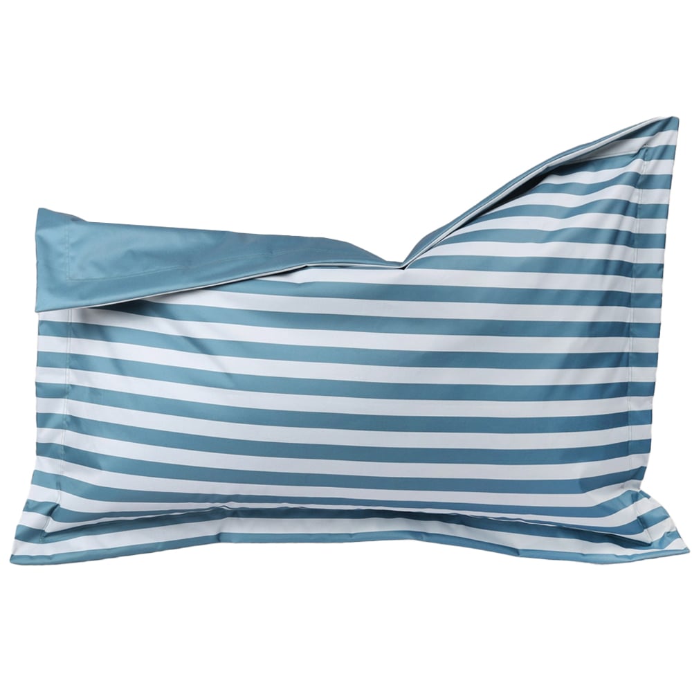 Kaikoo Blue and Cream Stripe Reversible Floor Cushion Image 1