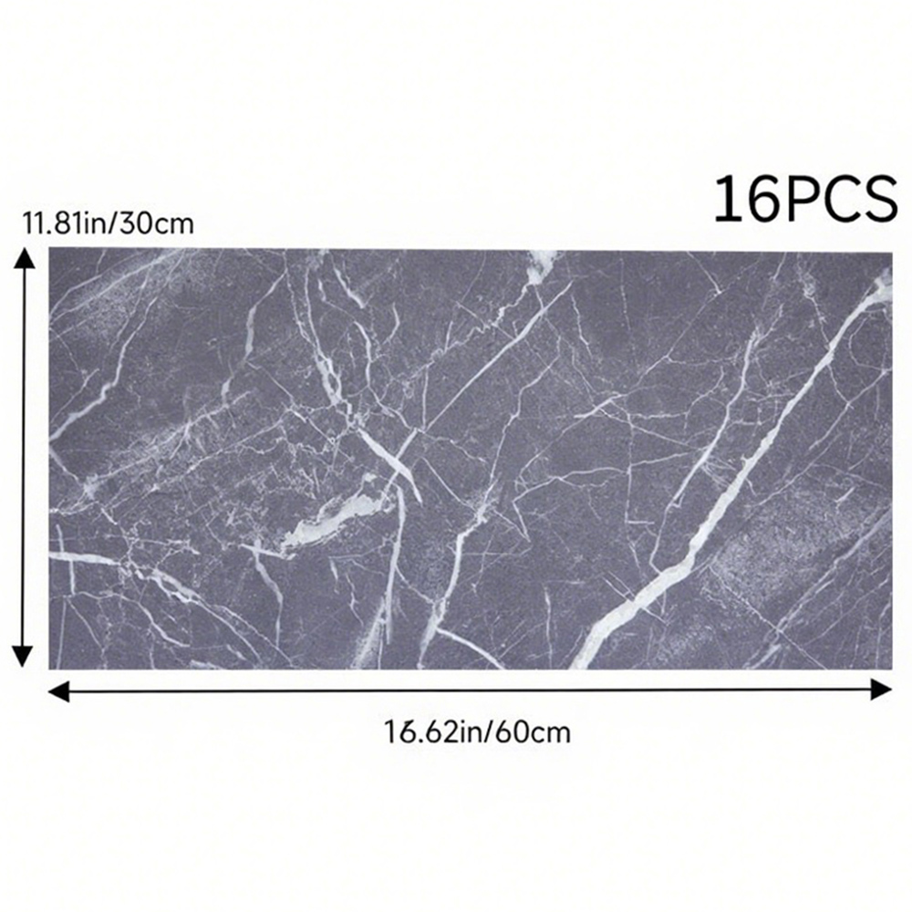 Living and Home Grey Marble Grey Rectangle PVC Flooring 16 Pack Image 8
