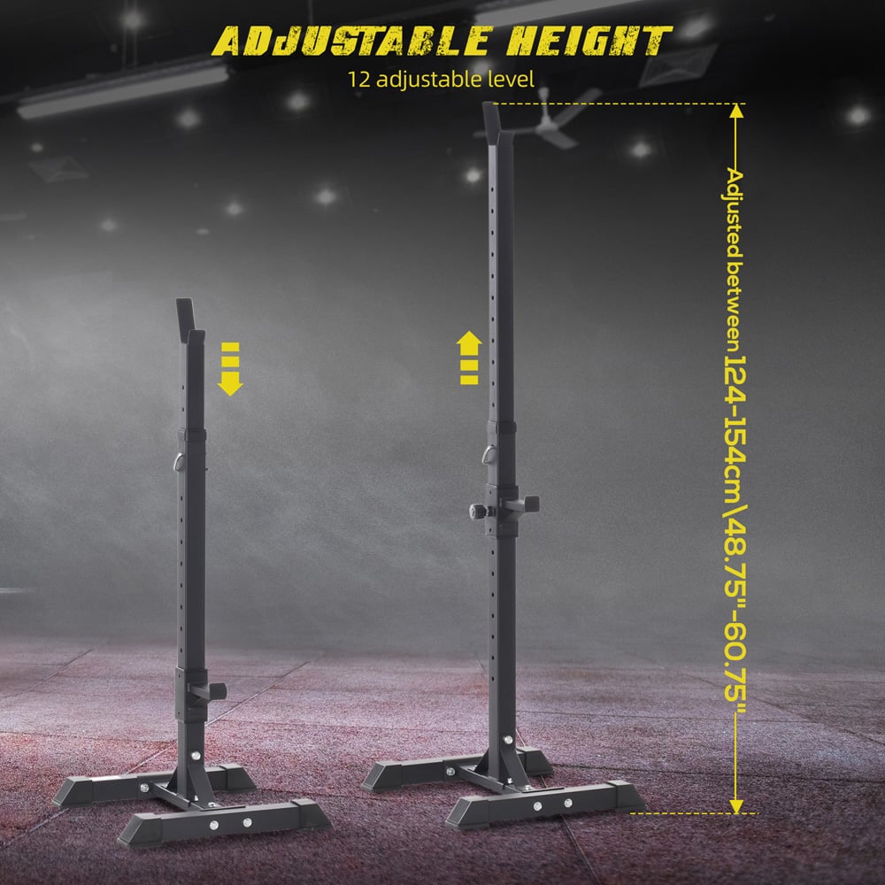 HOMCOM Heavy Duty Weight Barbell Squat Stand with Power Rack Holder Image 6