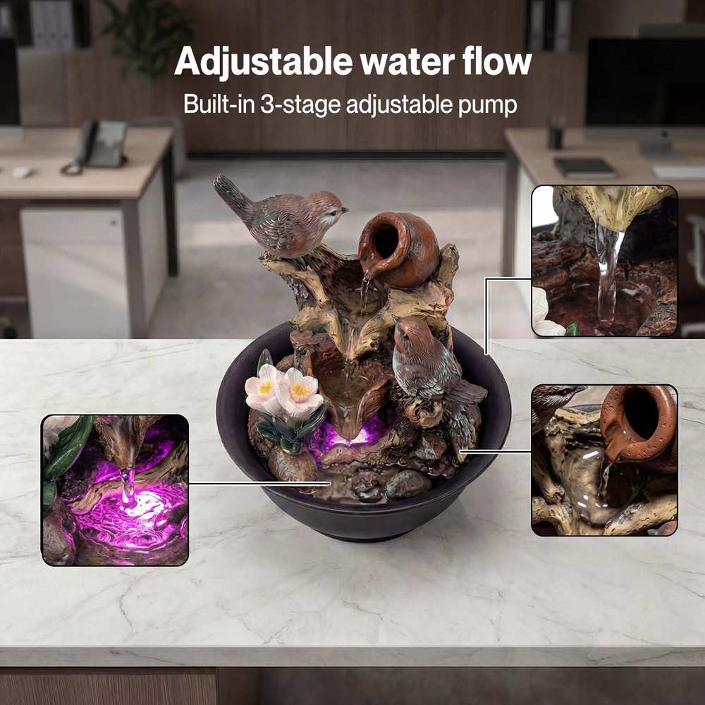 Spector Black Resin Indoor Water Fountain with LED Light Image 6