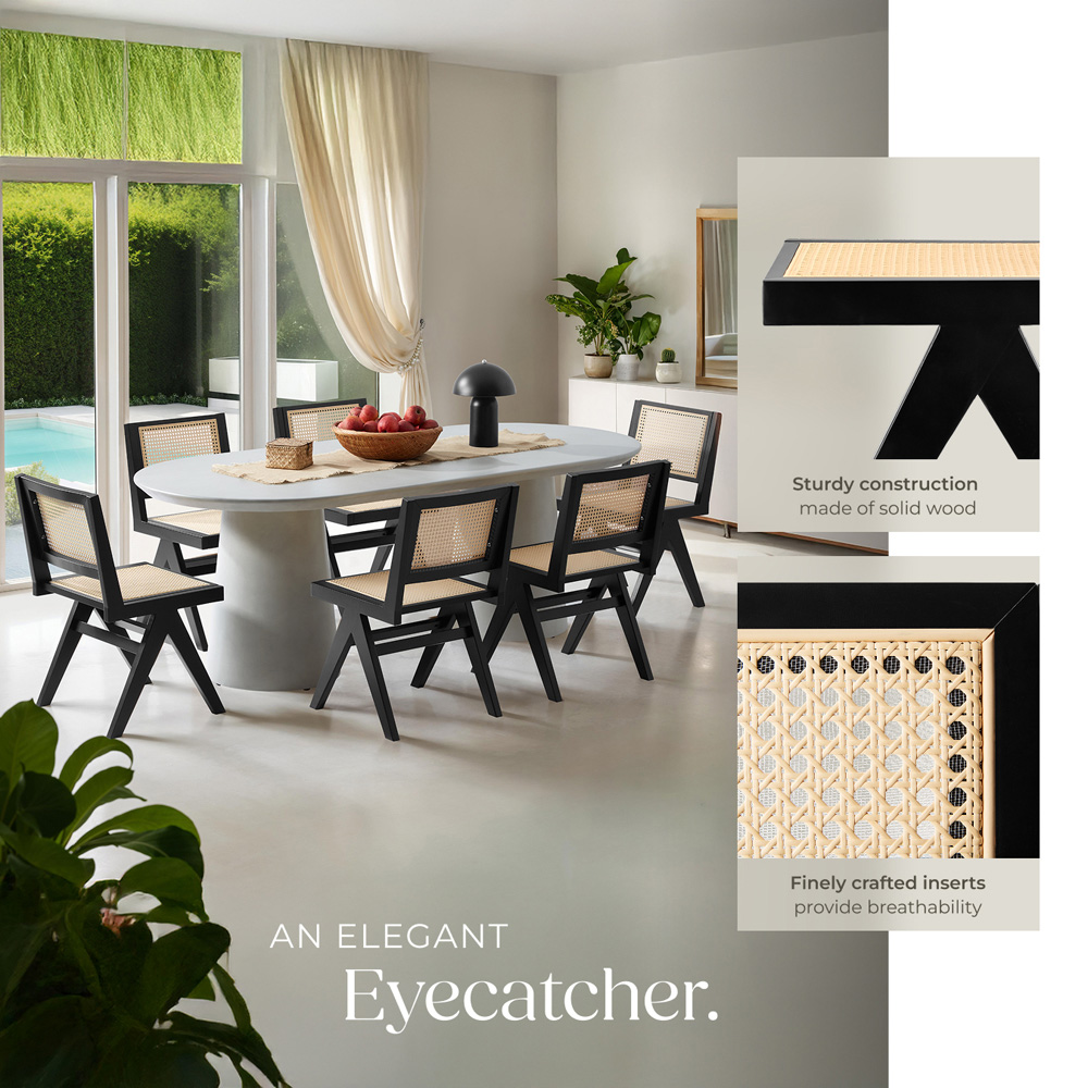tectake Lizzy Black Rattan Backrest and Wood Frame Accent Chair Image 5