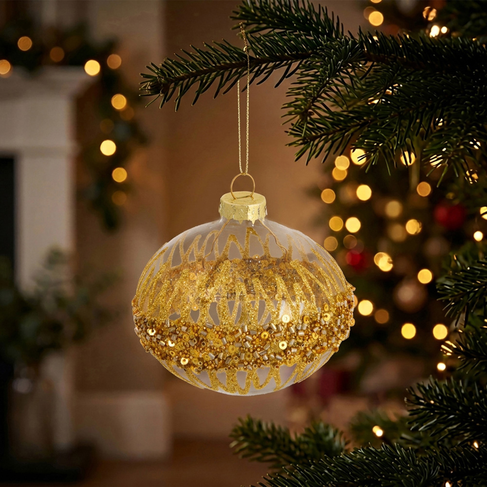 Traditional Glitter Detail Bauble Image 3