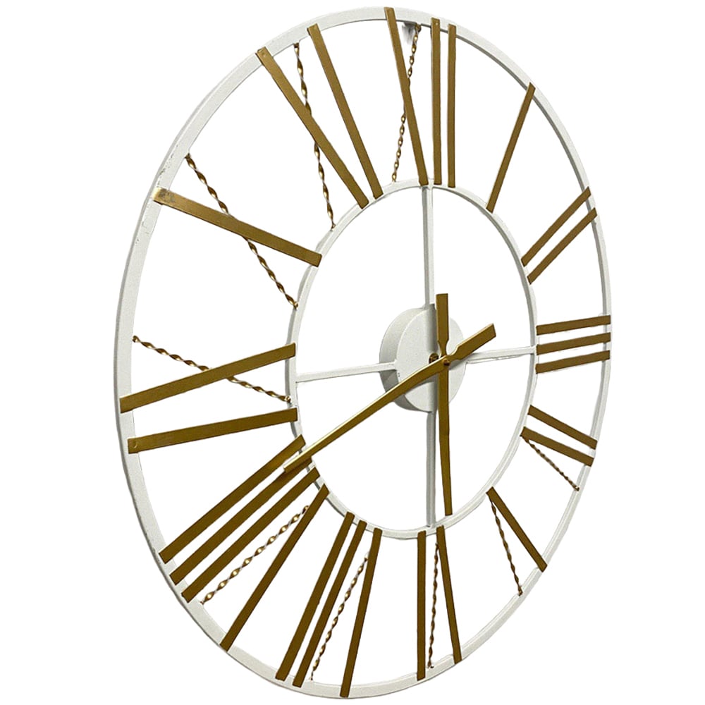 Acacia Home Gold Skeleton Round Wall Clock 60cm Image 1