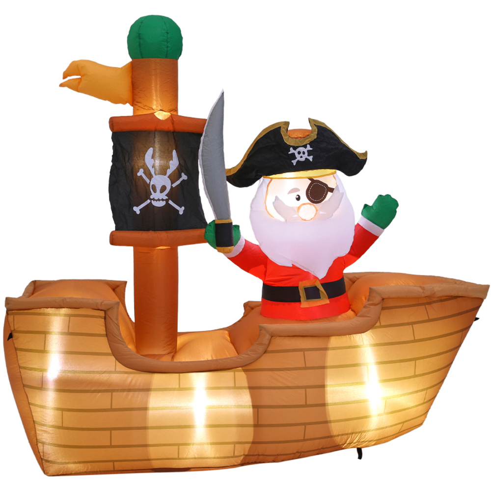 Living and Home Inflatable Pirate Santa Christmas Decoration 6ft Image 3