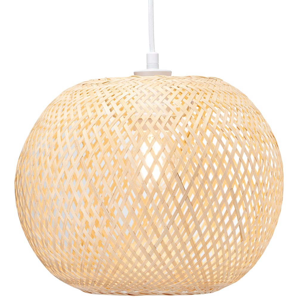 Happy Homewares Natural Bamboo Strapping Spherical Cage Pendant Shade Image 3