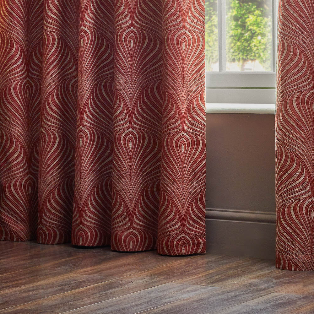 Paoletti Gatsby Terracotta Jacquard Eyelet Curtain 117 x 137cm Image 3