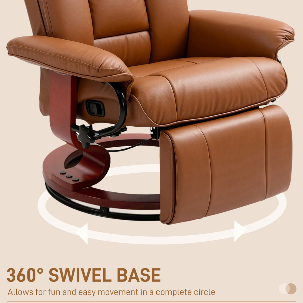 Portland Brown PU Leather Reclining Armchair with Footrest Image 6