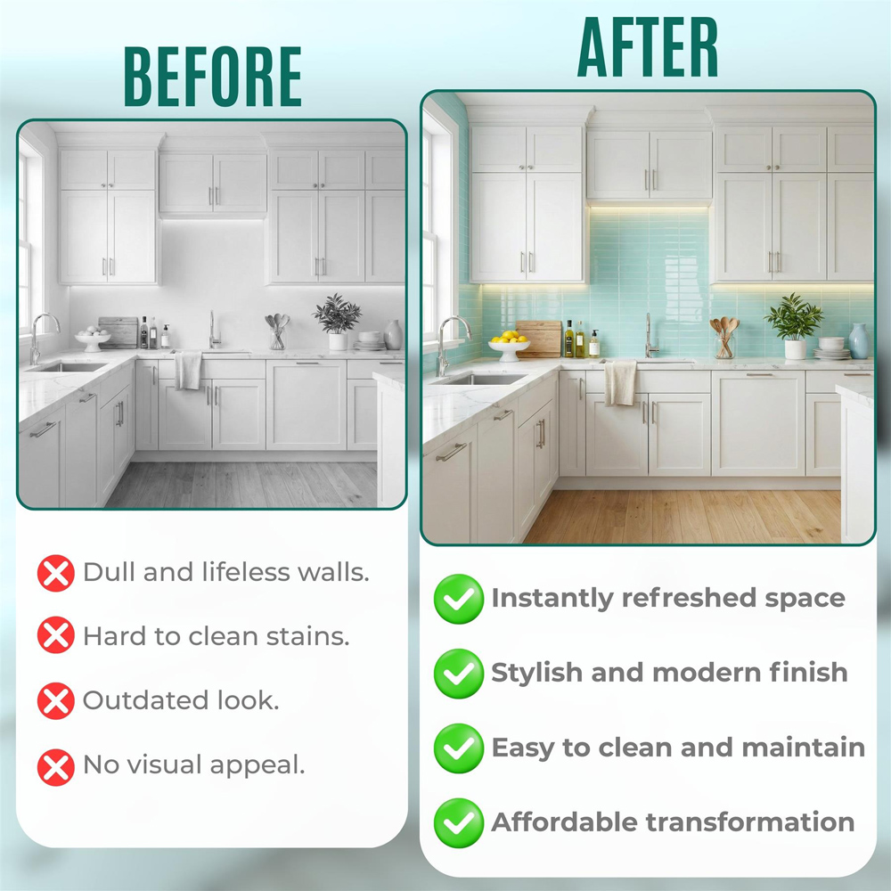 Walplus Light Sea Green Rectangular 3D Tile Sticker 30.5 x 30.5cm 12 Pack Image 3