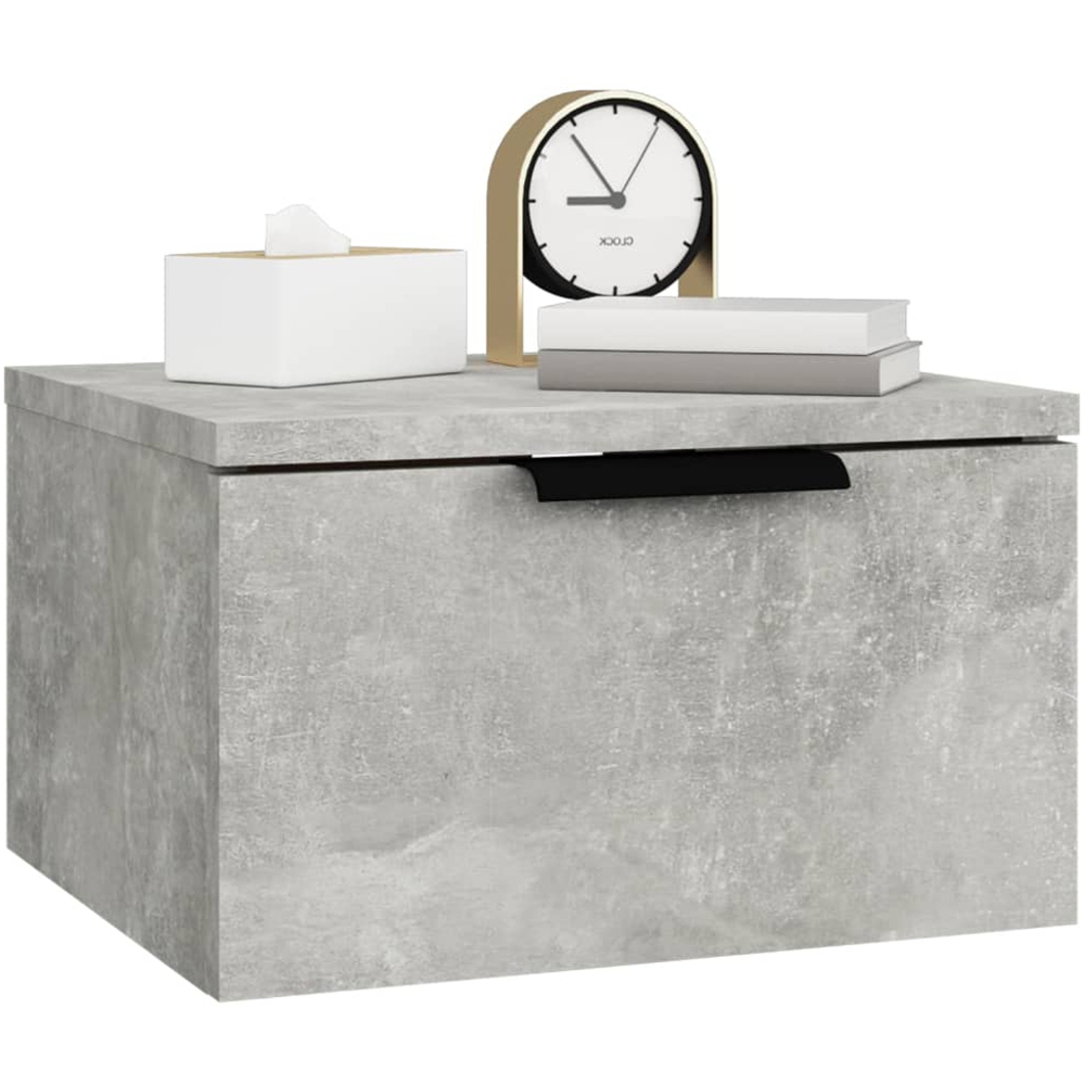 vidaXL Set of 2 Concrete Grey Wall Mounted Bedside Cabinet Image 7