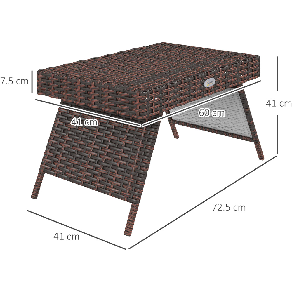 Outsunny Brown Rattan Steel Frame Foldable Outdoor Coffee Table Image 9