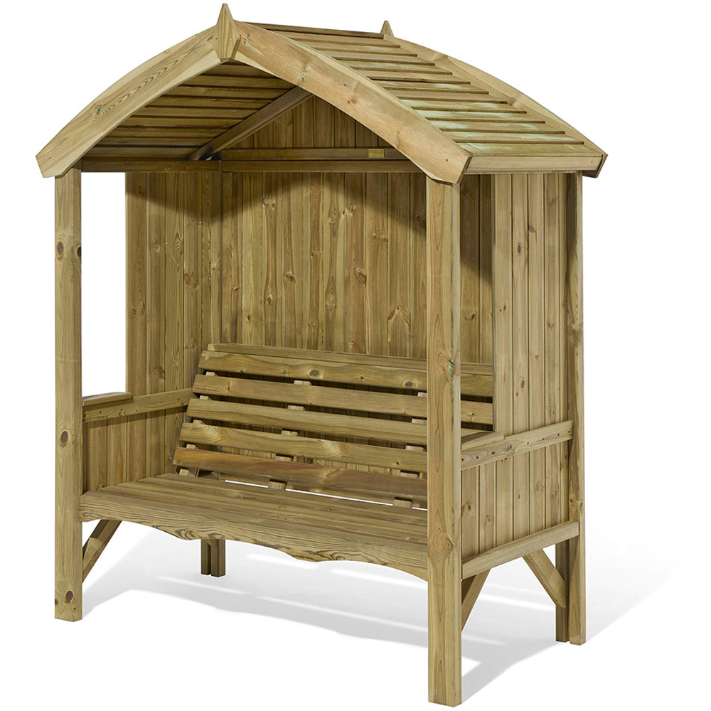 Rowlinson Harrogate 3 Seater 7 x 6 x 3ft Natural Wooden Arbour Image 2