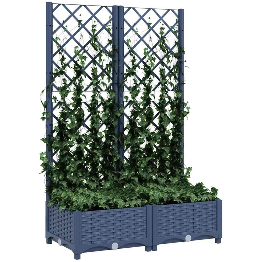 vidaXL Blue Plastic Garden Planter with Trellis 80 x 40 x 121.5cm Image 2