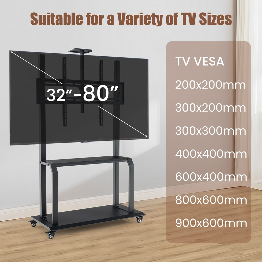 Costway Mobile TV Stand Rolling Cart with Camera and AV Shelf Image 5