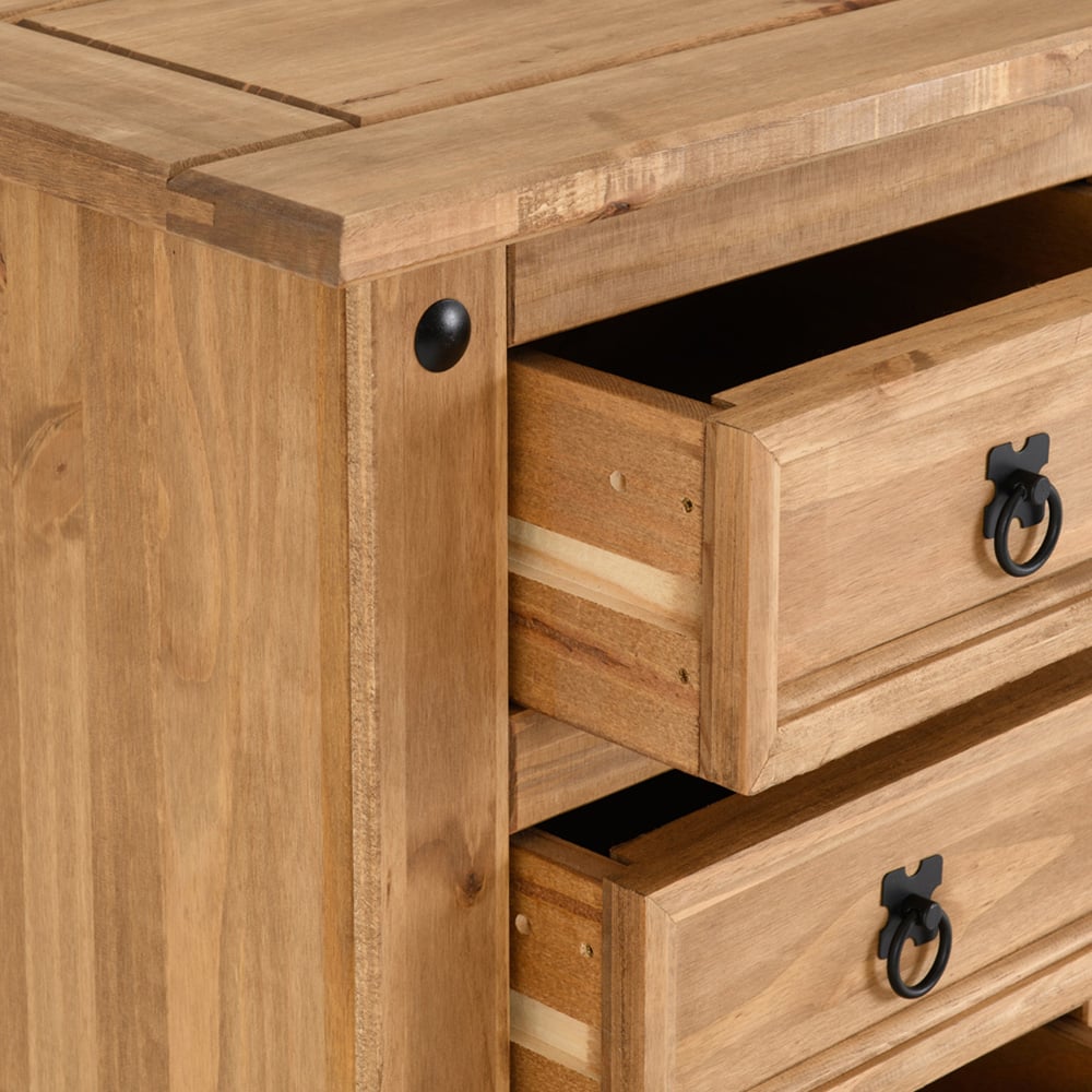 Seconique Corona 5 Drawer Distressed Waxed Pine Narrow Chest of Drawers Image 5