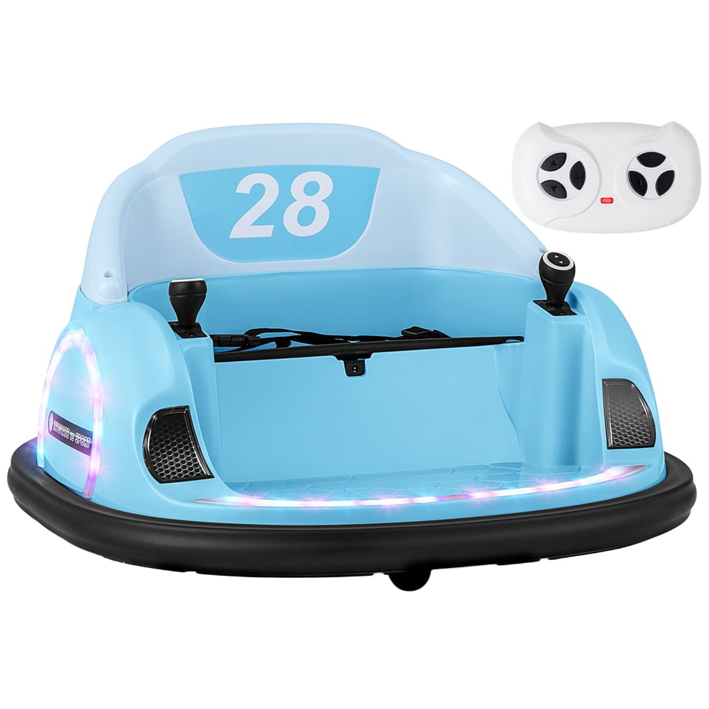 Costway Kids Blue Ride On Bumper Car with Flashing Lights and Remote Control 12V Image 1