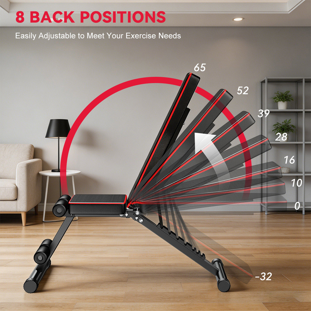 Rattrix B1 Black Adjustable Backrest Foldable Workout Bench Image 3