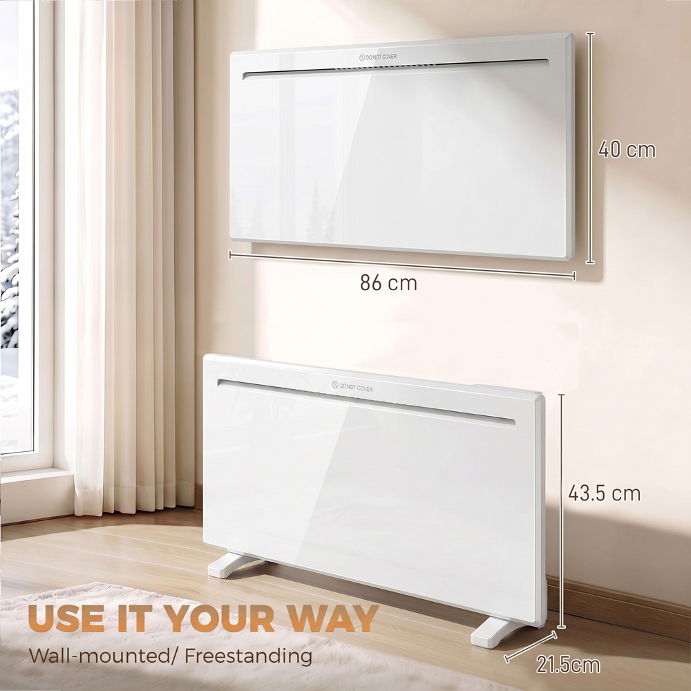 HOMCOM White Smart Electric Panel Heater 2000W Image 9