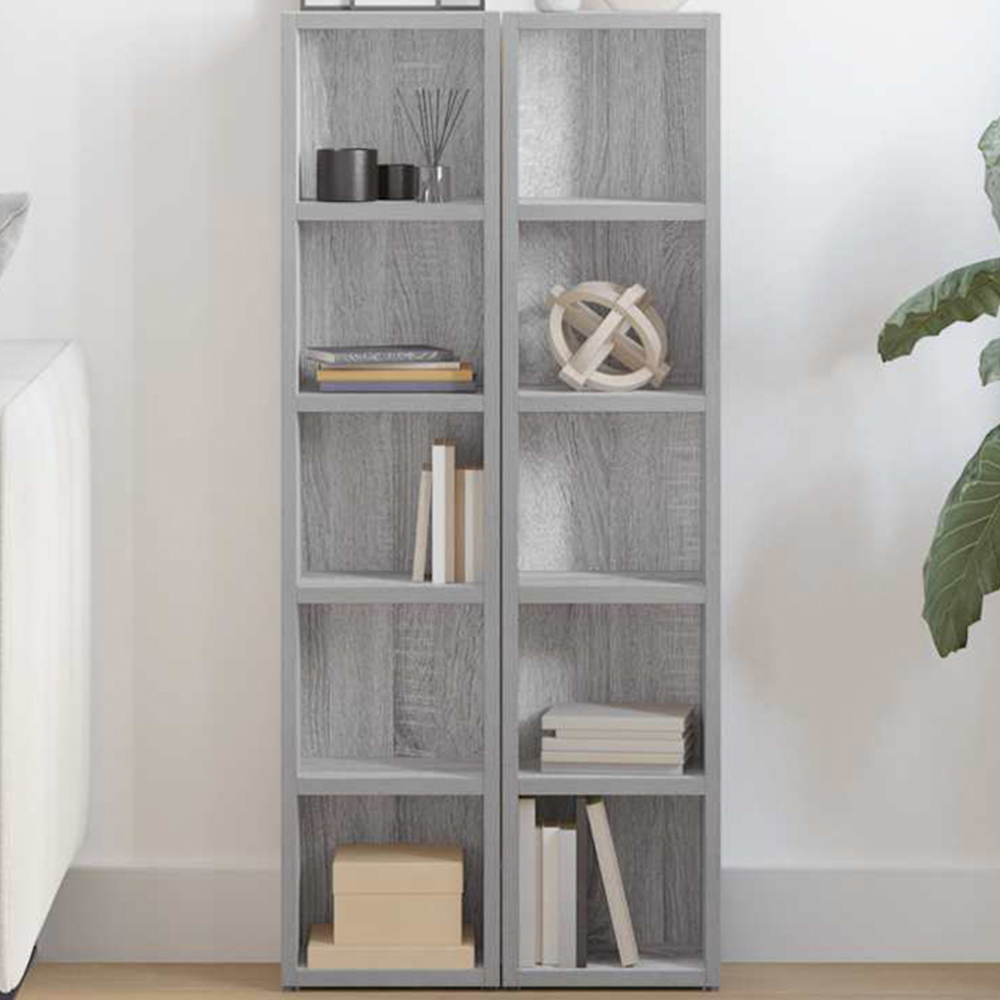 vidaXL 5 Shelf Grey Sonoma CD Cabinet Image 1
