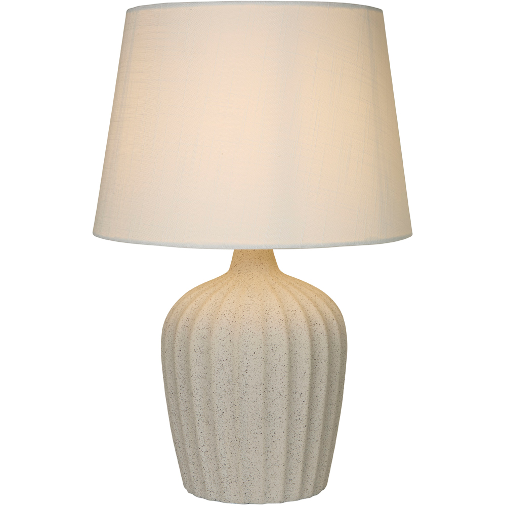 Lighting Collection Hull Cream Shade White Ribbed Ceramic Table Lamp Image 3