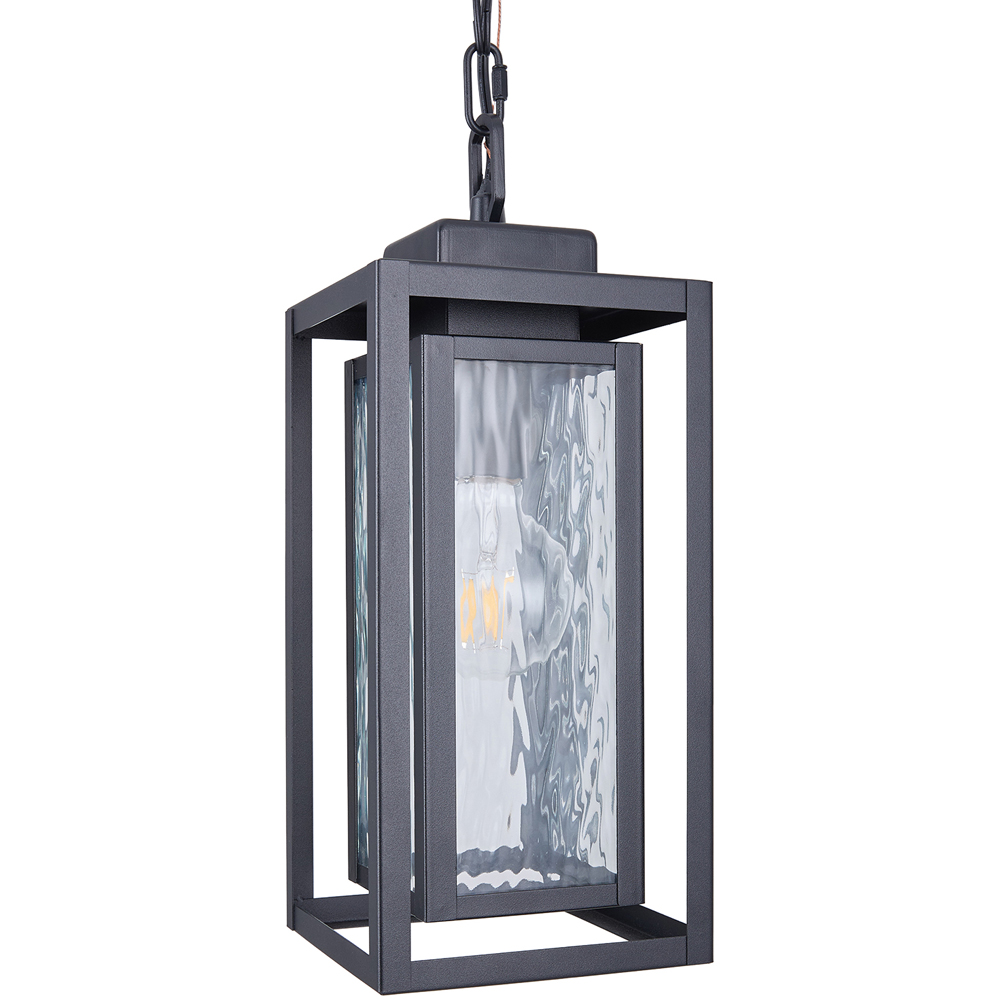 Living and Home Glass Shade Outdoor Pendant Light with Adjustable Height Image 3