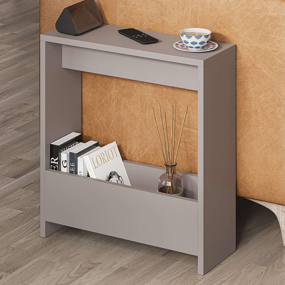 Decortie Simpi Single Shelf Mocha Grey Modern Side End Table Image 1