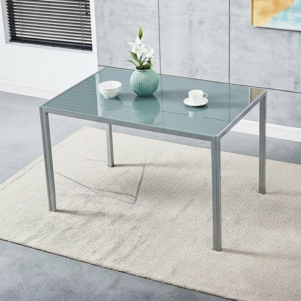Kosy Koala 4 Seater Velvet Glass Dining Set Grey and Blue Image 3