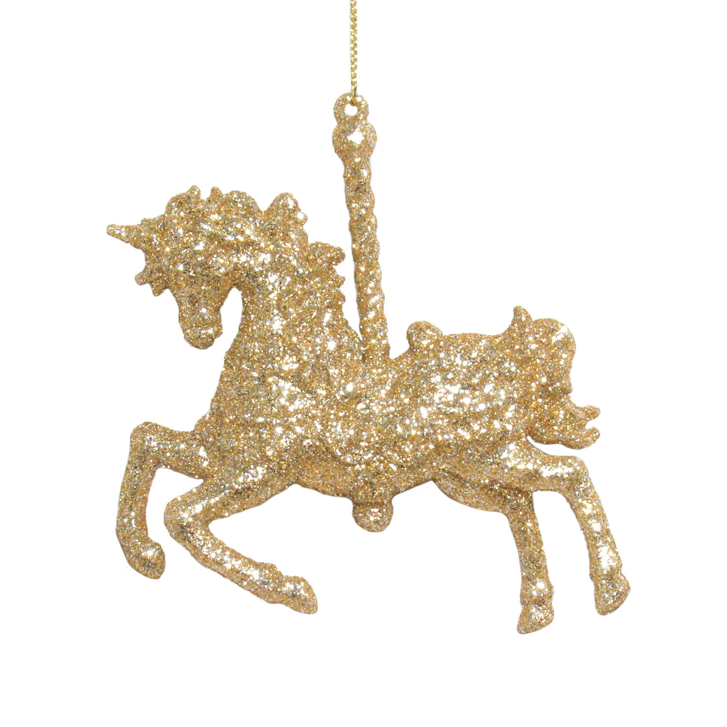 Single Grace & Glory Gold Glitter Carrousel Ornament in Assorted styles Image 2