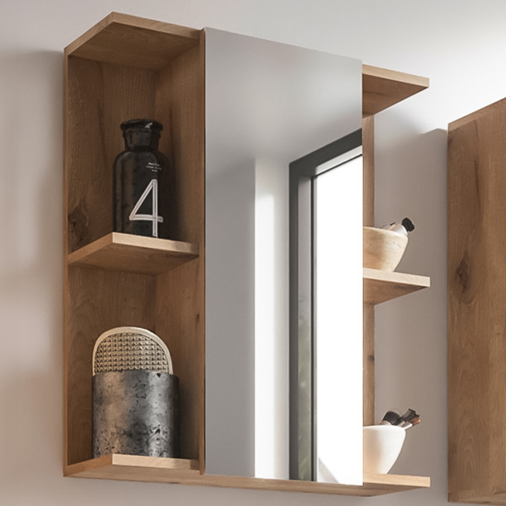 Julian Bowen Vista Single Door Viking Oak Mirror Cabinet Image 1