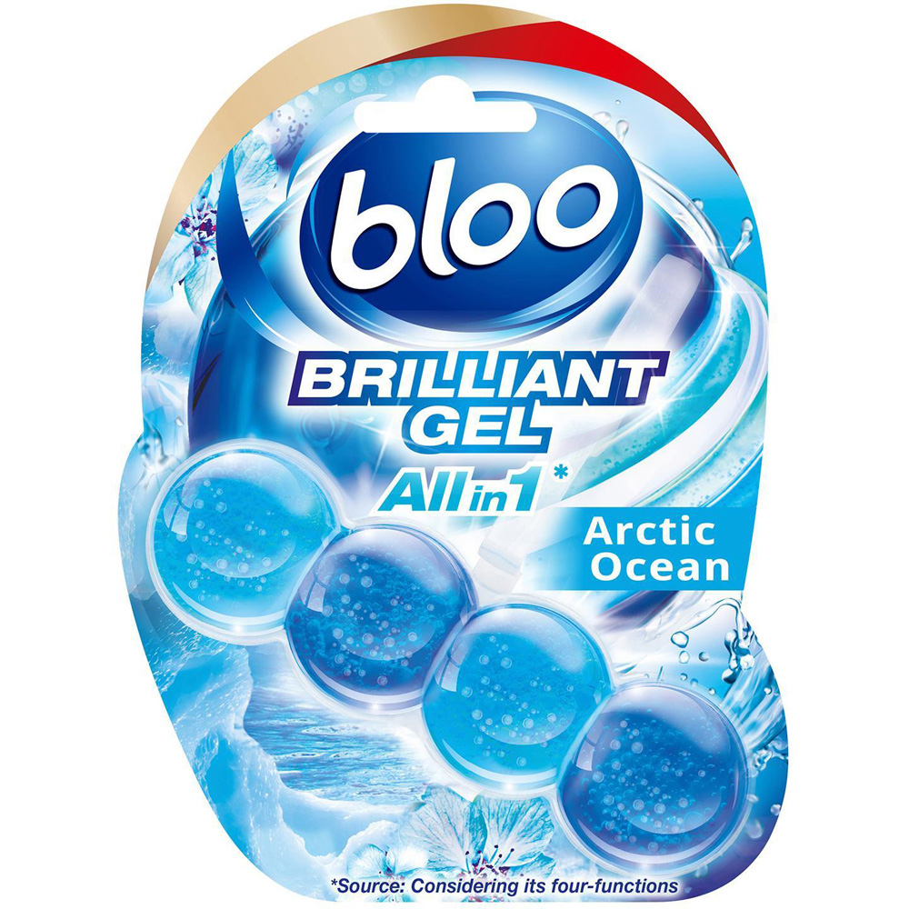 Bloo Brilliant Gel All in One Cleaner Arctic Ocean Toilet Rim Block 42g 7 Pack Image 2