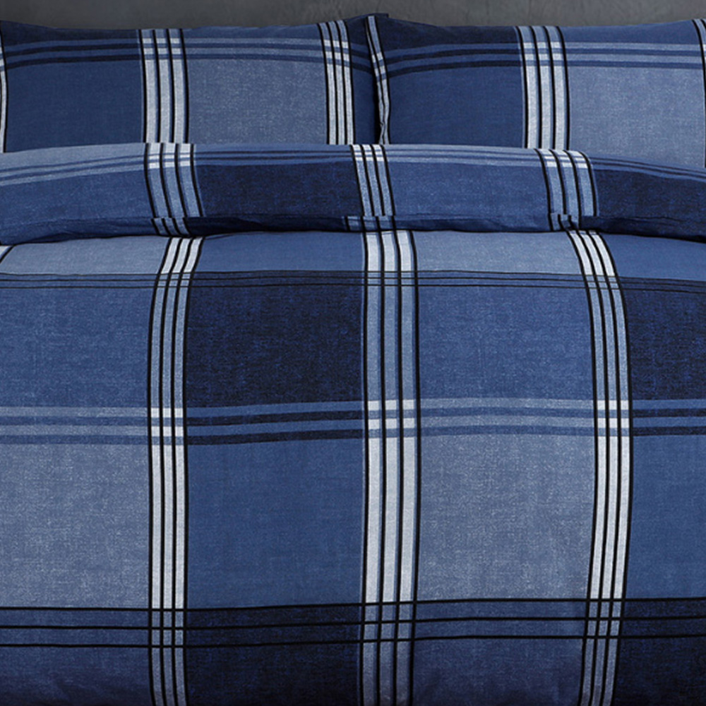 Velosso Hamilton King Size Blue Check Duvet Set Image 3
