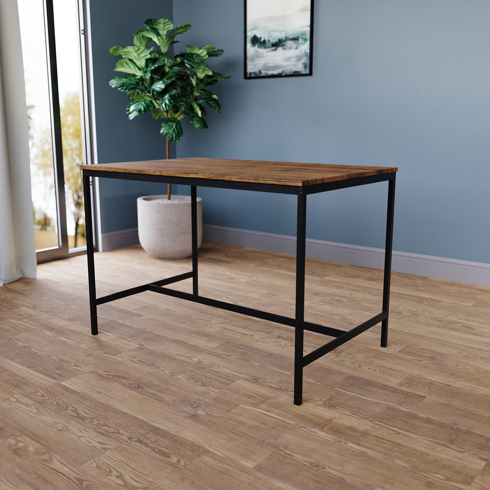 Vida Designs Roslyn 4 Seater Metal Frame Dining Bench Set Dark Wood Image 6