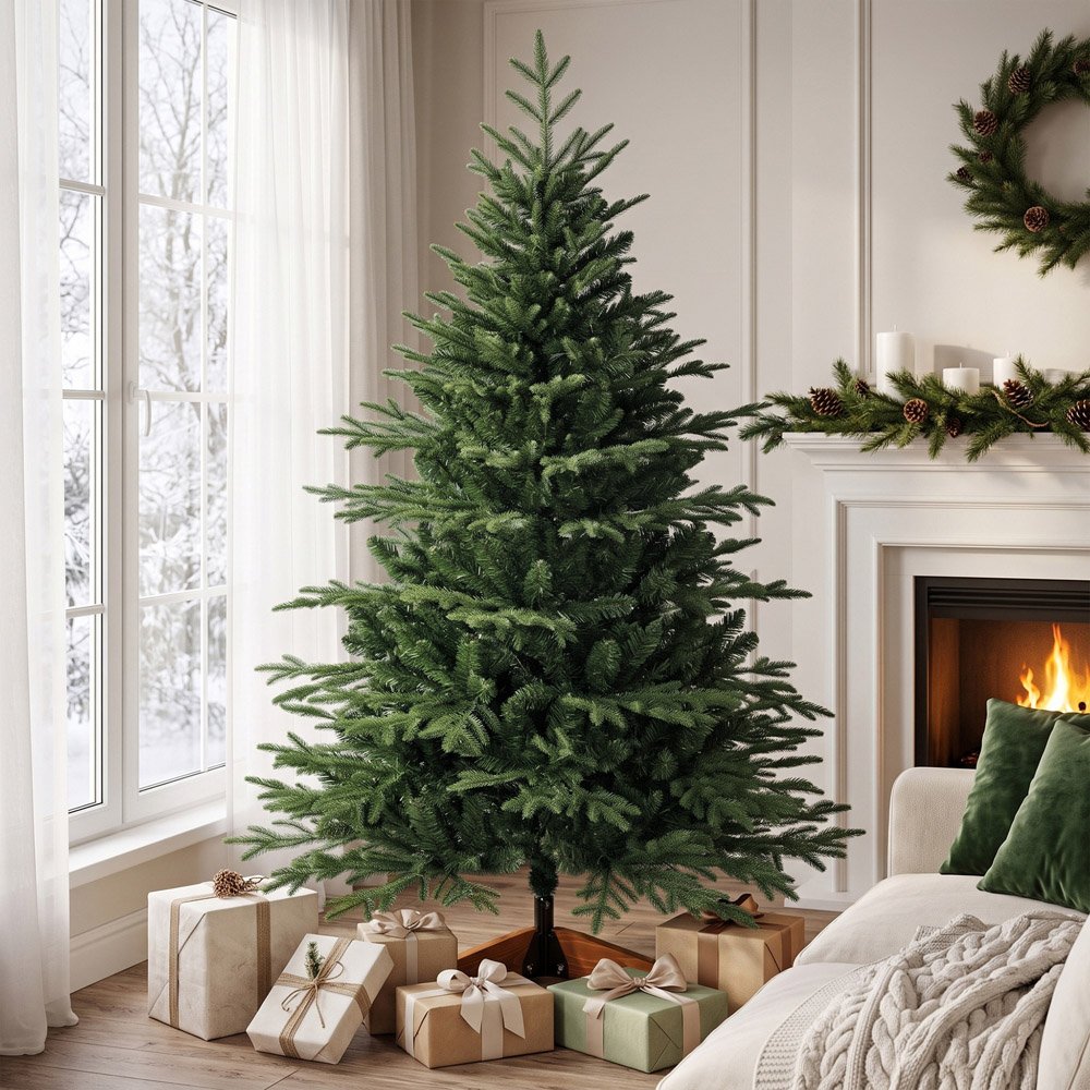 HOMCOM Green Artificial Christmas Tree with 1524 Branch Tips and Solid Pine Wood Stand 5ft Image 5