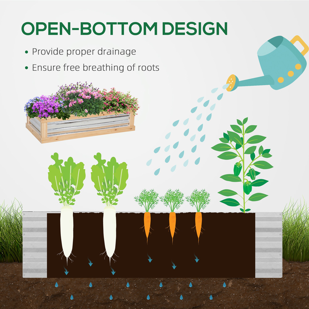 Outsunny 2 Part Natural 4 x 2ft Cold Frame Greenhouse with Raised Garden Bed Image 4