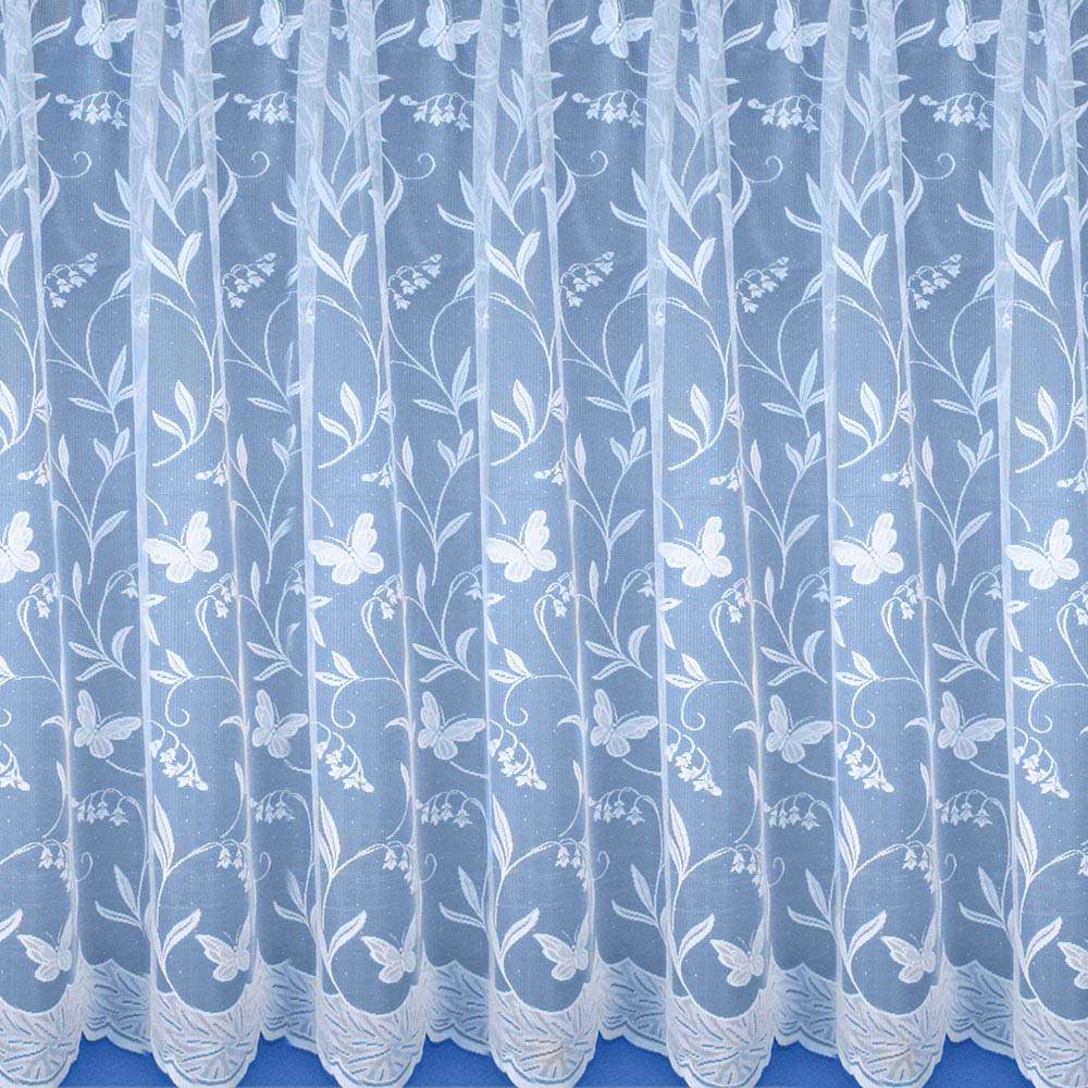 Tyrone Textiles Hawaii Trailing Leaf and Butterfly Pocket Header Net Curtain 200 x 122cm Image 2