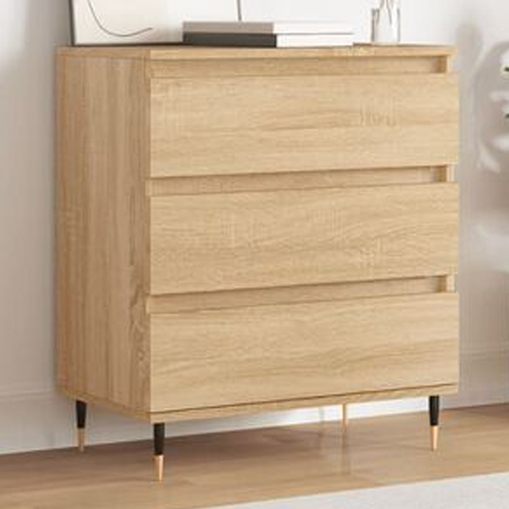 vidaXL 3 Drawer Sonoma Oak Sideboard Image 1