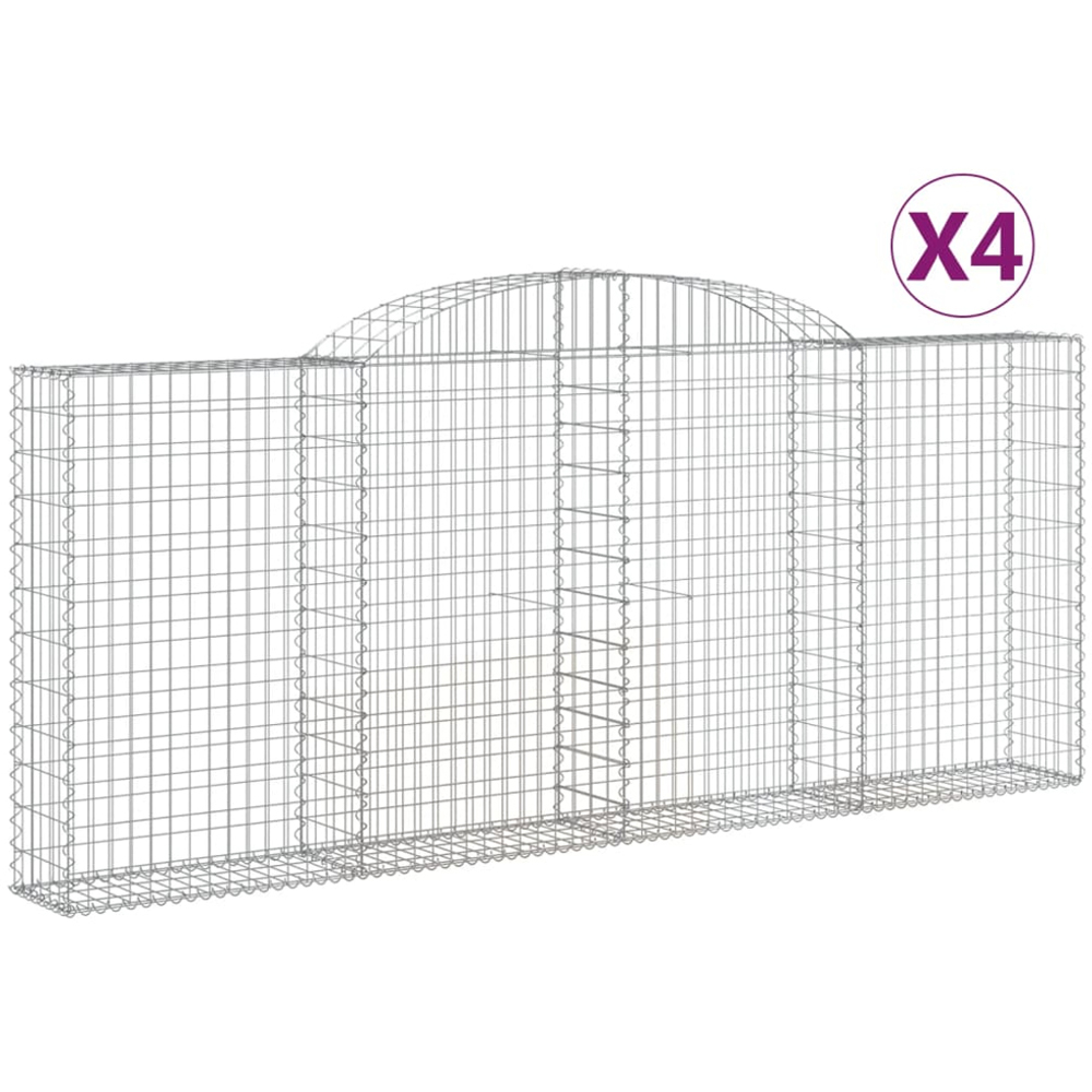 vidaXL Silver Galvanised Iron Gabion Basket 300 x 30 x 120/140cm 4 Pack Image 4