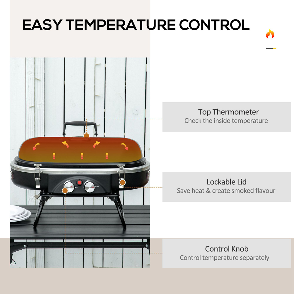 Outsunny Black 2 Burner Foldable Tabletop Gas BBQ Grill Image 7