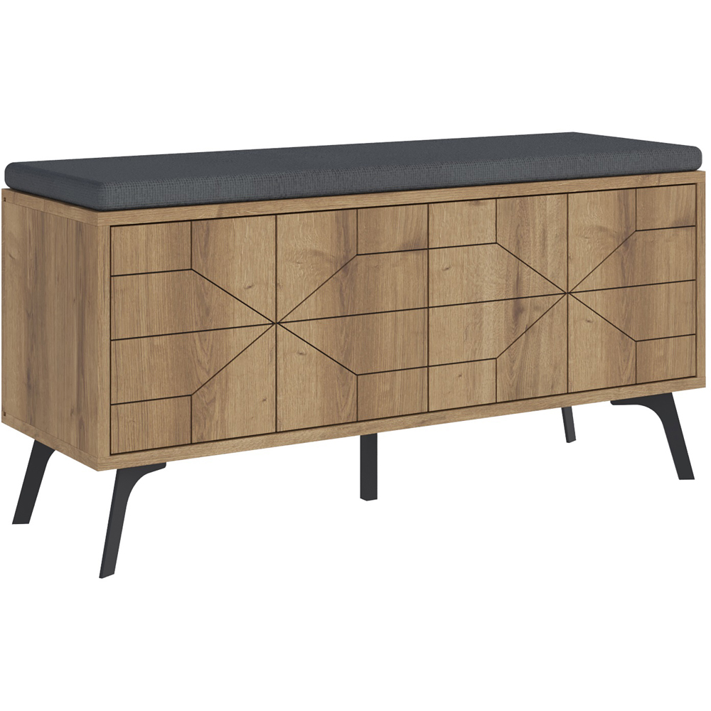 Decortie Dune 4 Door Dark Oak Effect Modern Shoe Storage Bench Image 2