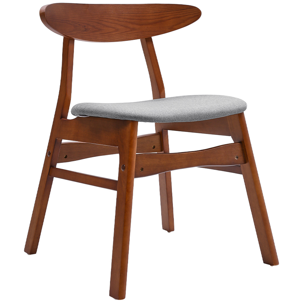 Living and Home Set of 2 Grey Linen Curved Backrest Dining Chair Image 2