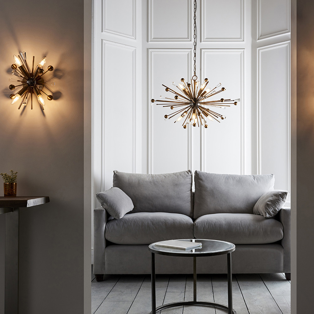 Merano Taormina Clear Glass Aged Brass and Black 4 Light Wall Lamp Image 7