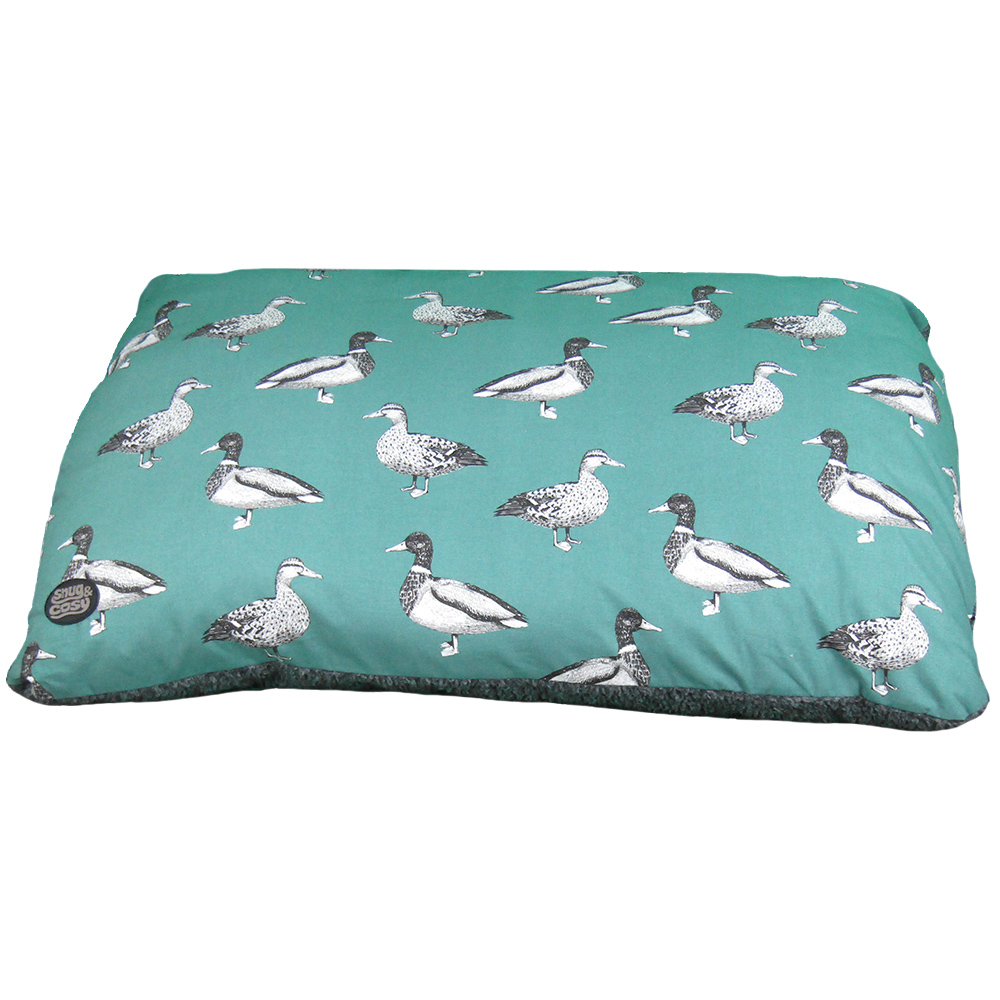 Snug & Cosy Medium Teal Duck Print Dog Lounger Bed Image 1