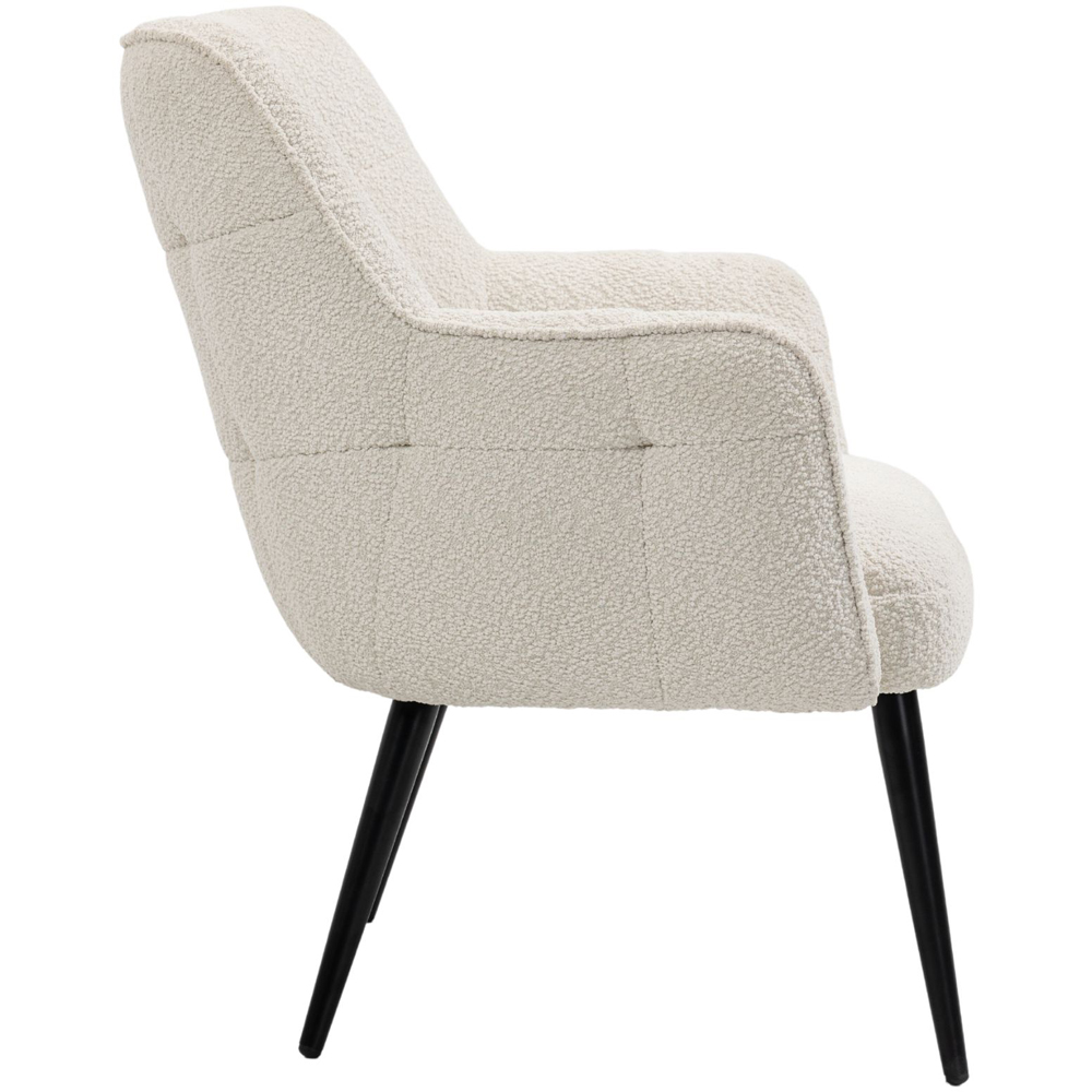 Home Source Luxe White Boucle Accent Armchair with Black Metal Legs Image 3