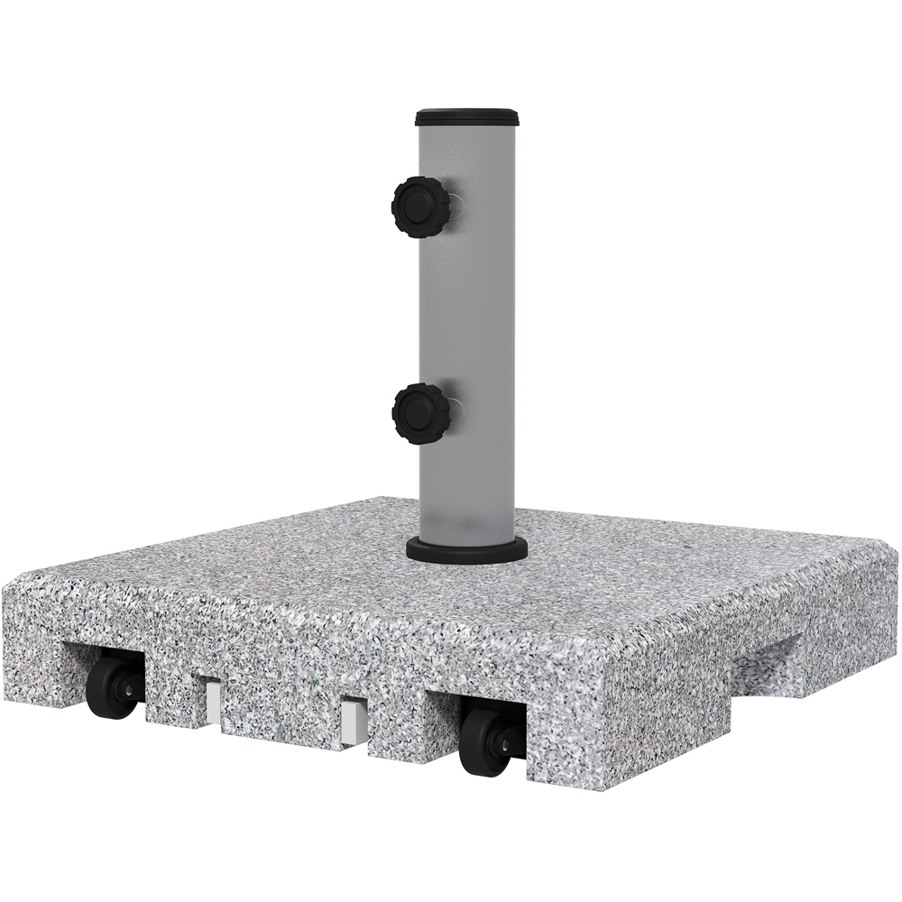 Outsunny Grey Heavy Duty Granite Parasol Base with Wheels 28kg Image 3