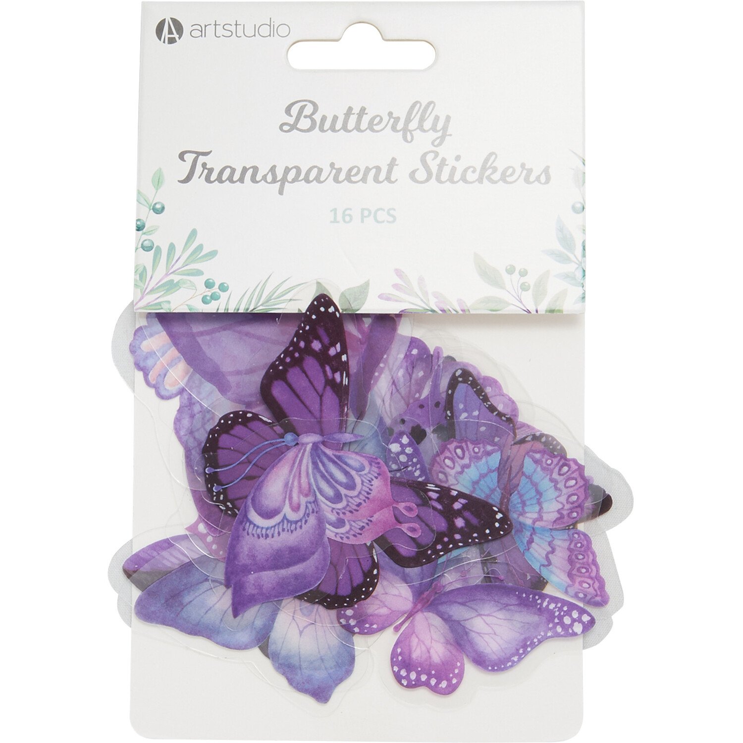 Art Studio Transparent Butterfly Sticker 16 Pack Image 1