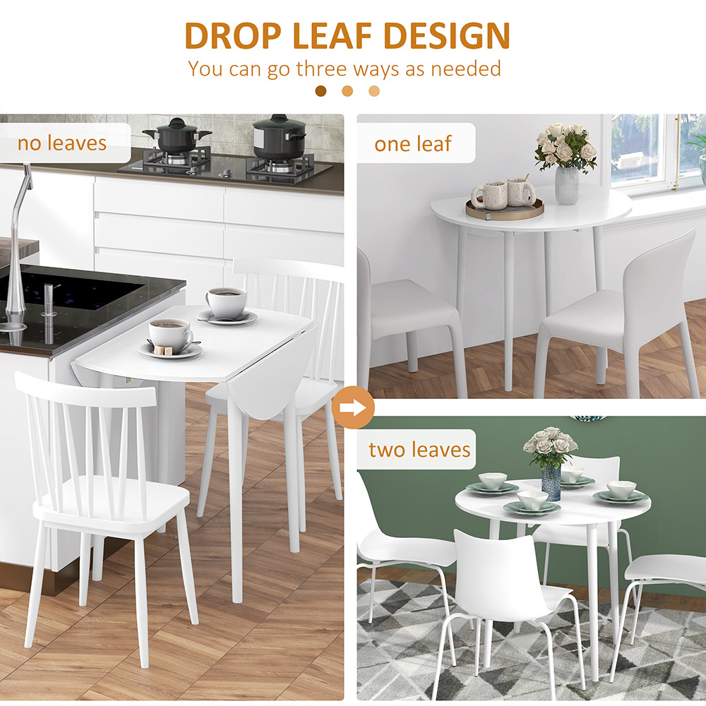 HOMCOM 4 Seater White Round Foldable Dining Table Image 4