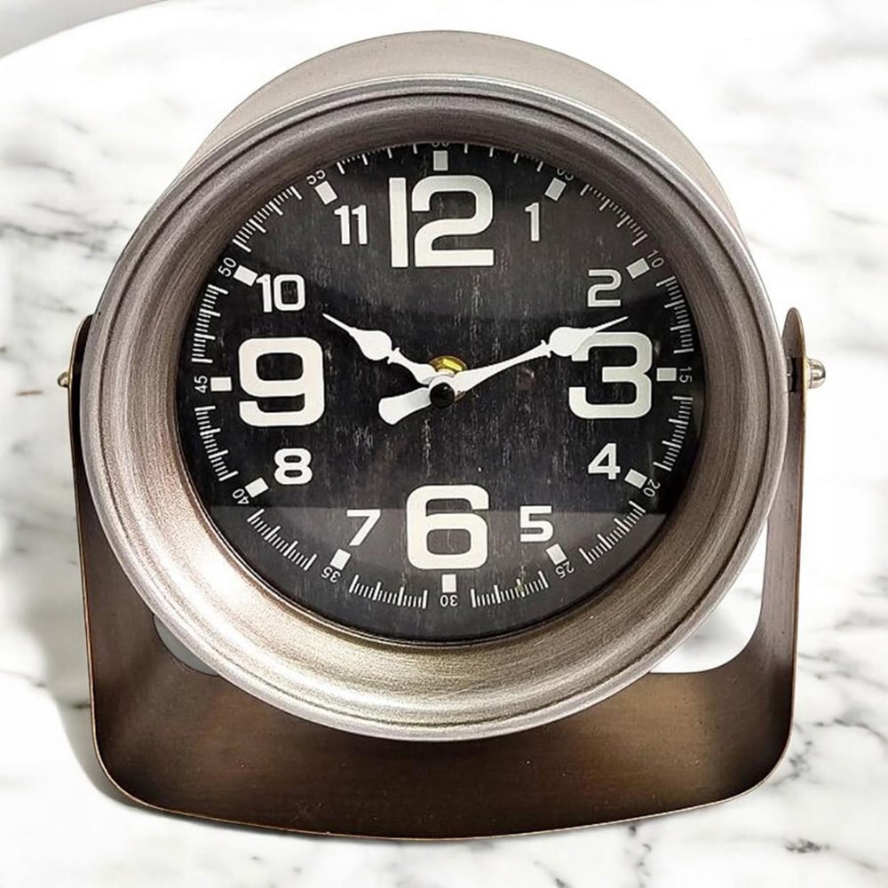 Acacia Home Silver Table Clock 20cm Image 3