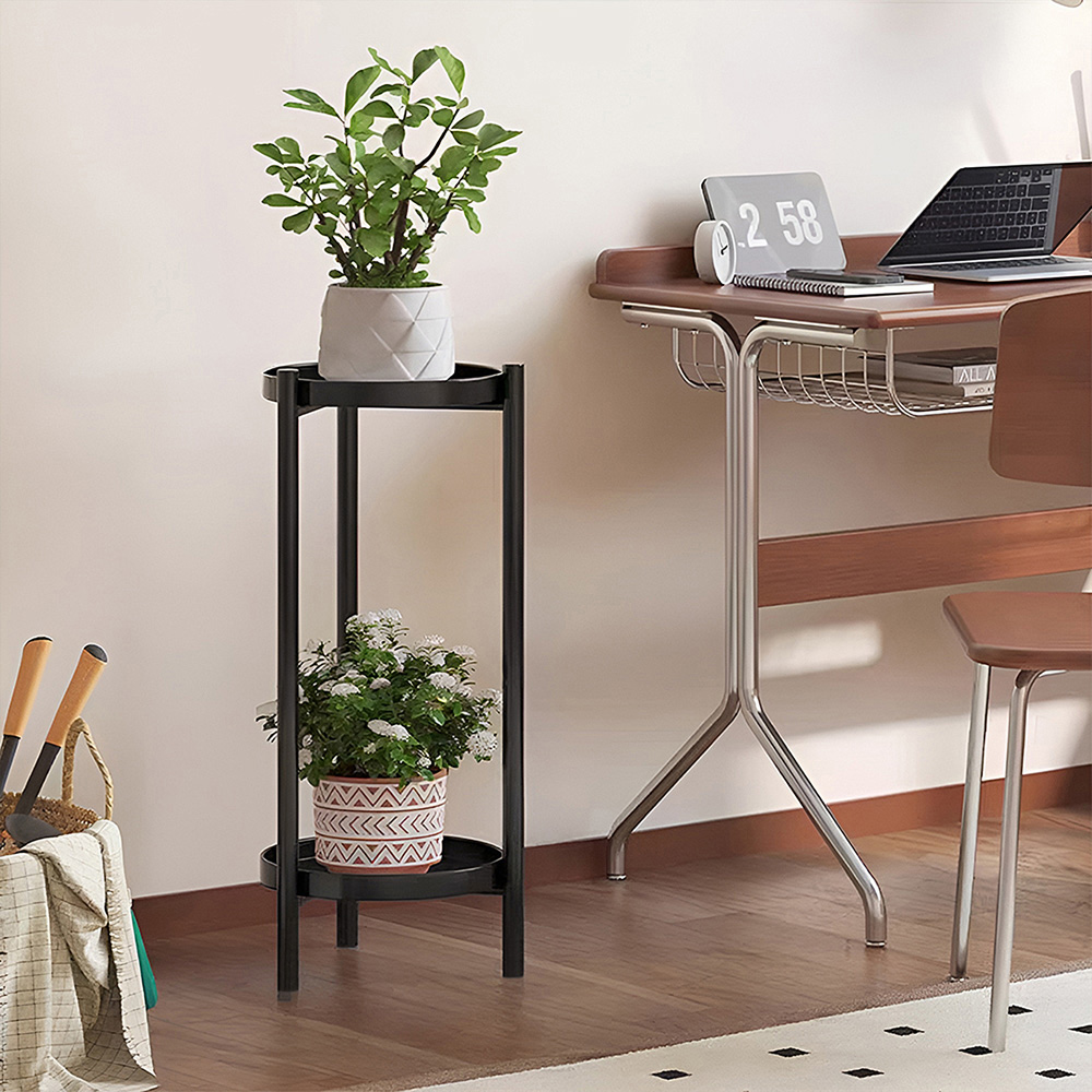 Living and Home 2 Shelf Black Metal Plant Stand Image 8