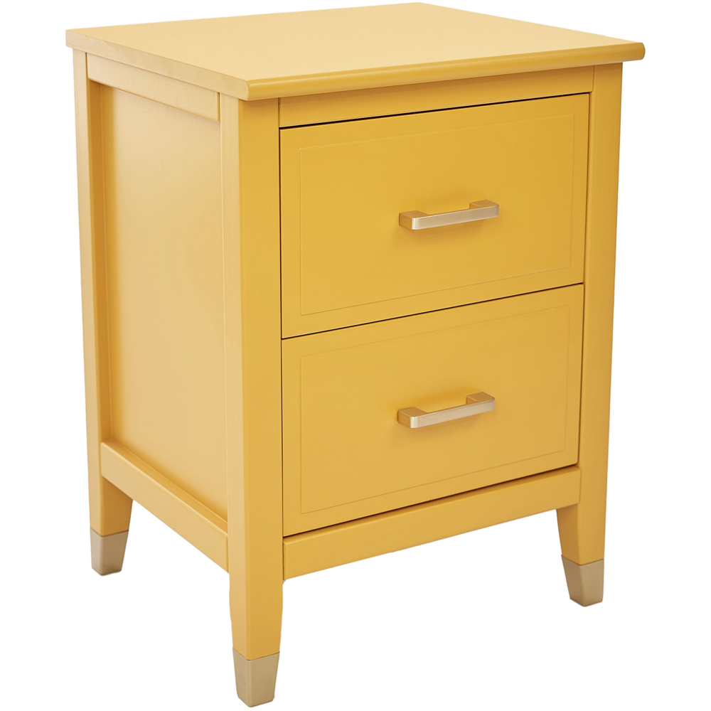 Palazzi 2 Drawers Mustard Wide Bedside Table Image 2