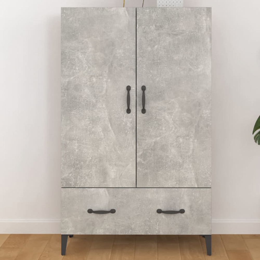 vidaXL 2 Door Single Drawer Concrete Grey Highboard Image 1